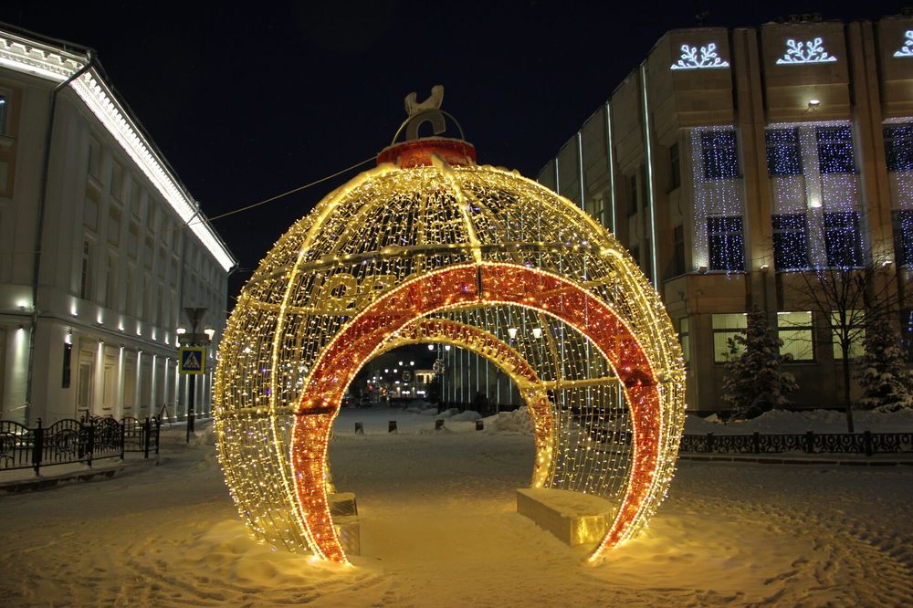 Светодиодный шар c аркой и любым логотипом - серия золотая