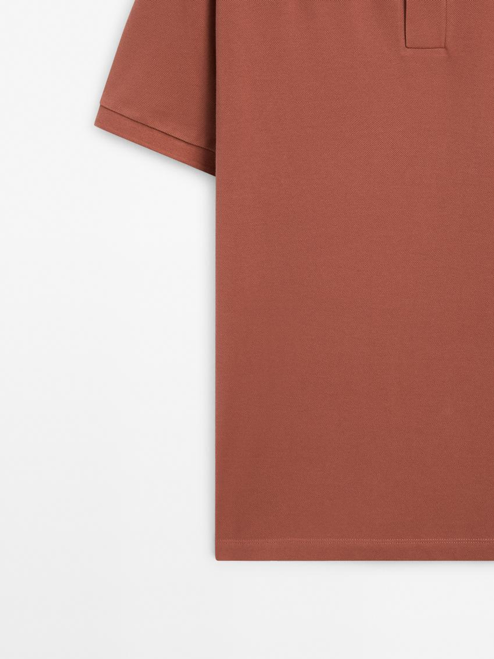 Massimo Dutti Поло из рельефного хлопкового пике, жжено-оранжевый