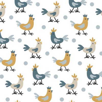 Buy Easter fabric with roosters hens scandinavian style