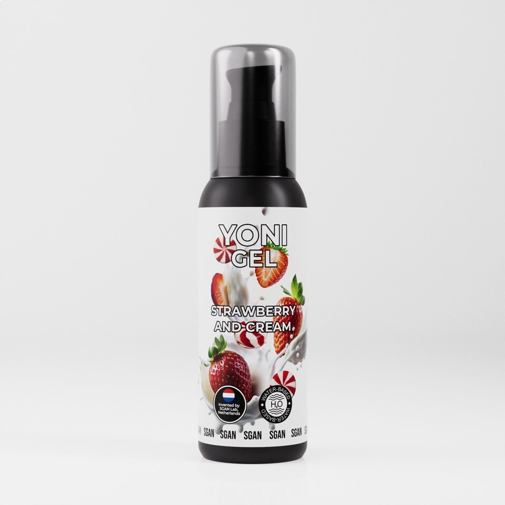 Лубрикант для орального секса SGAN YONI GEL со вкусом клубники со сливками, 100 мл
