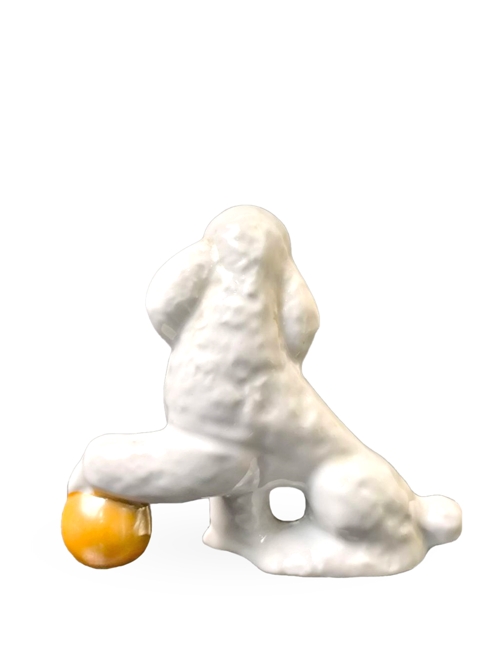 Фарфоровая статуэтка (миниатюра) "Пудель с мячом" Дулево