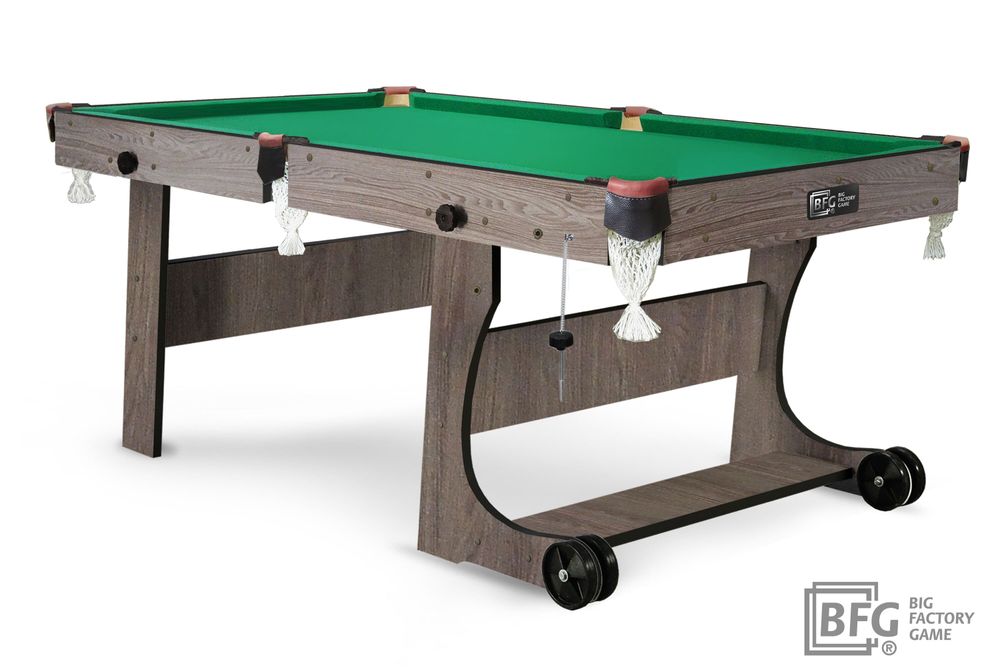 Бильярд BFG Compact Light 6 (Анкор) (Пул, анкор темный (ЛДСП), ЛДСП_16, Manchester 45 Yellow green ш1,98м, Х/б сетка)