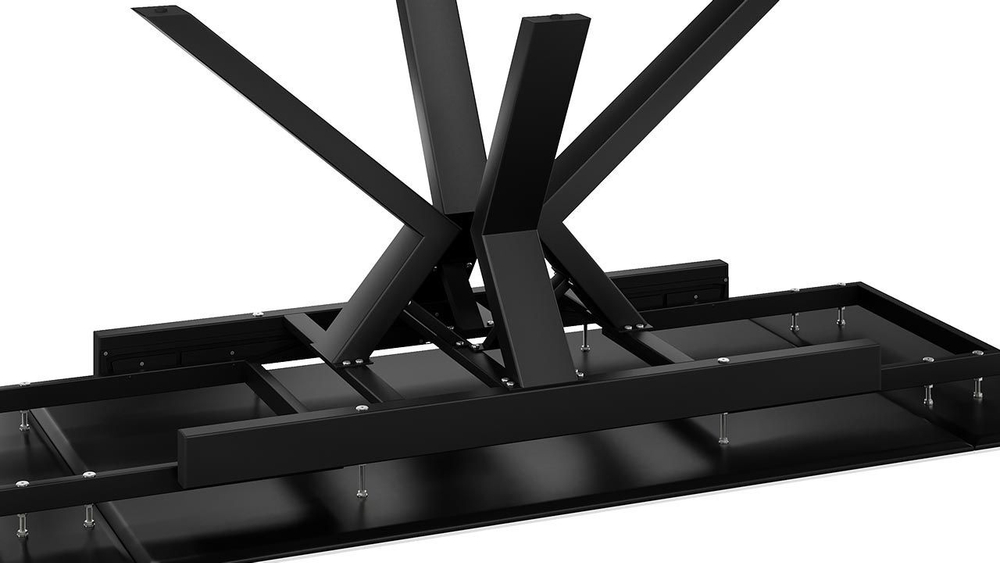 Стол кухонный обеденный раздвижной Черный муар/Керамика матовая белый мрамор 140(200)х85х76 см