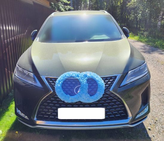 Свадебные кольца для украшения машины, голубые широкие