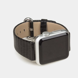 Ремешок для Apple Watch 40/41/42 mm из кожи ящерицы, черного цвета