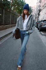 Мягкая куртка-бомбер с капюшоном оверсайз - ZARA