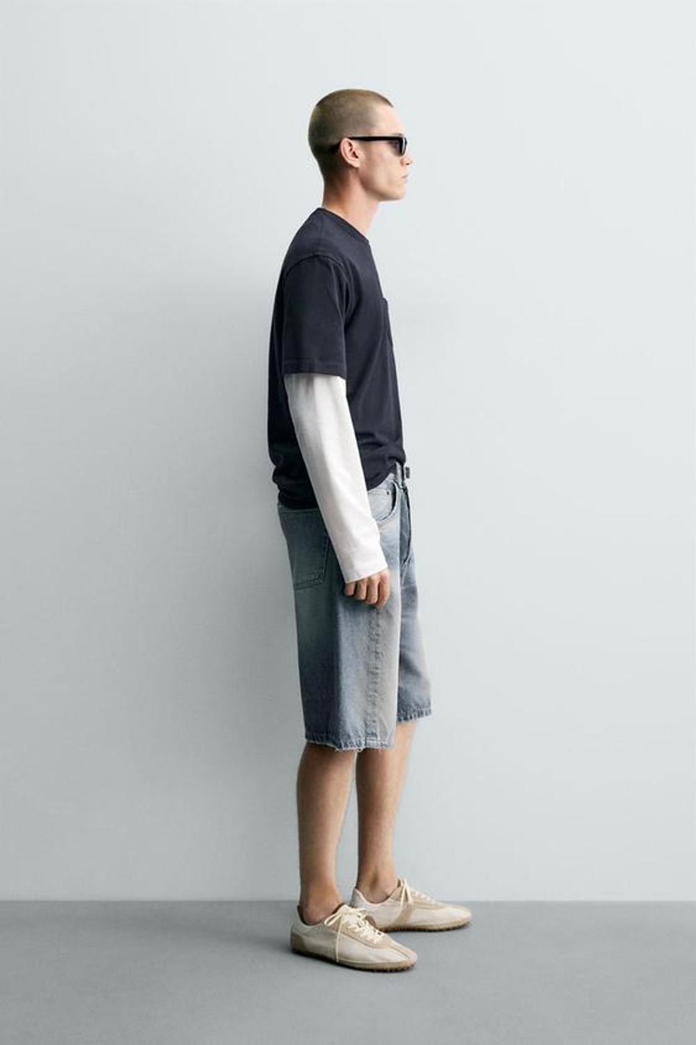 ZARA ДЖИНСОВЫЕ ШОРТЫ BAGGY FIT, СИНИЙ