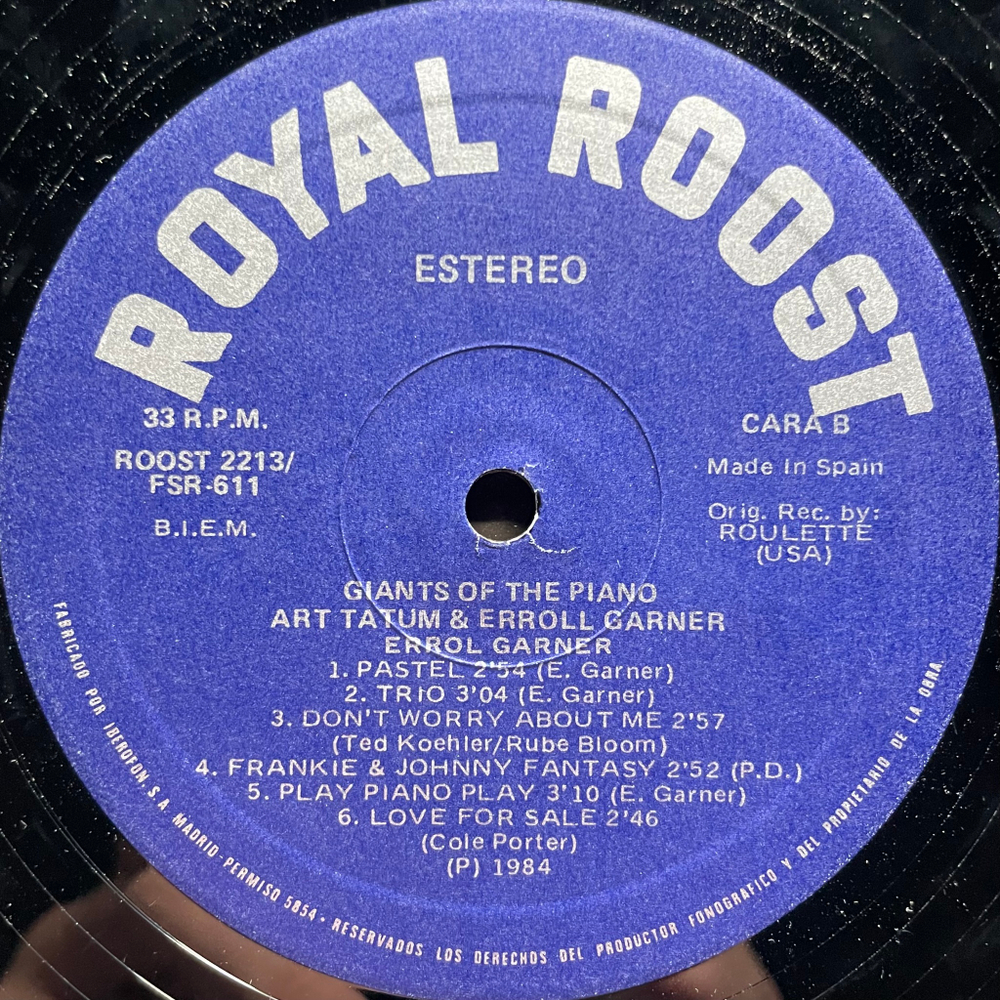 Art Tatum / Erroll Garner ‎– Giants Of The Piano (Испания 1988г.)