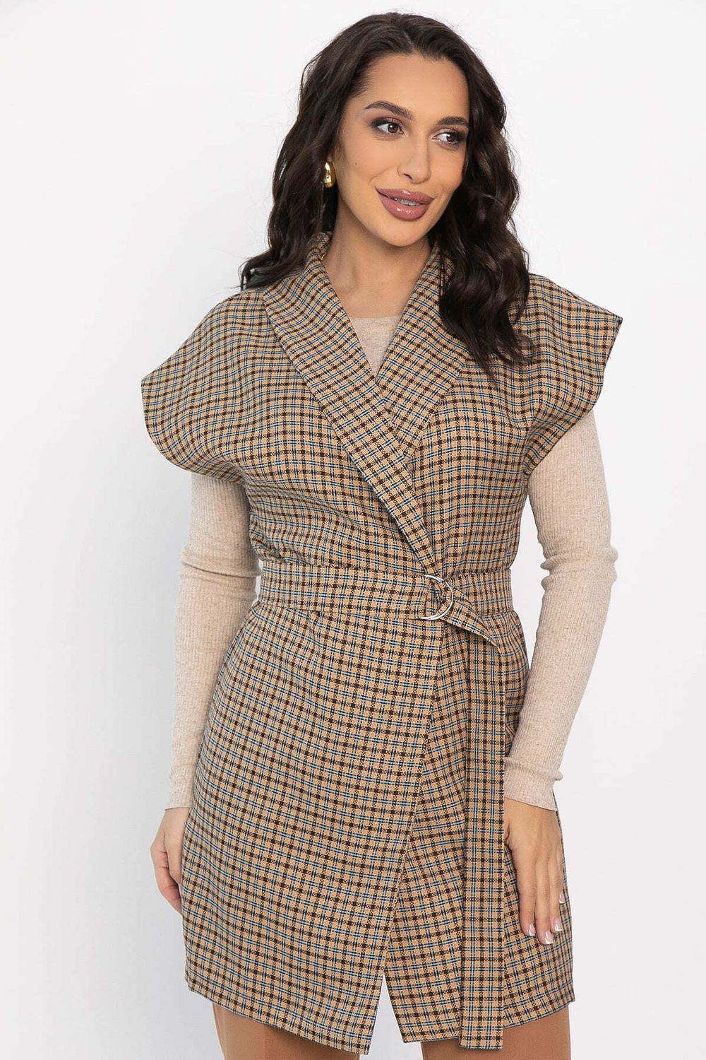 Жилет костюмный Жюлли (бежевый/клетка) Б14490-4М LT Collection