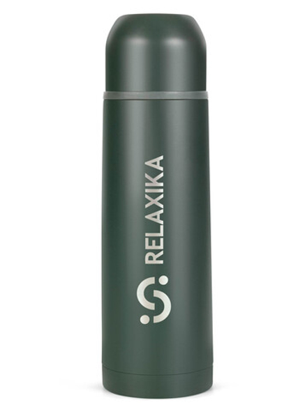 Термос Relaxika 101 (0,75 литра), хаки (стикерпак "Кемпинг")