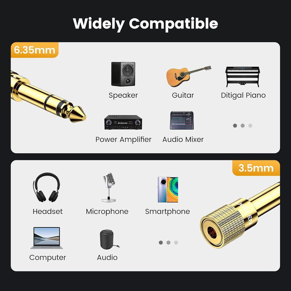 Переходник Audio 3.5mm - Audio 6.35mm UGREEN 20503