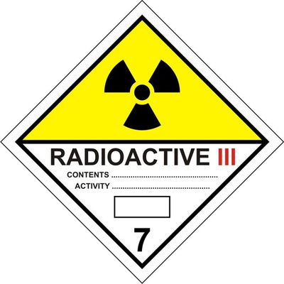 Знак-наклейка "Радиоактивные материалы, категория 3", класс 7