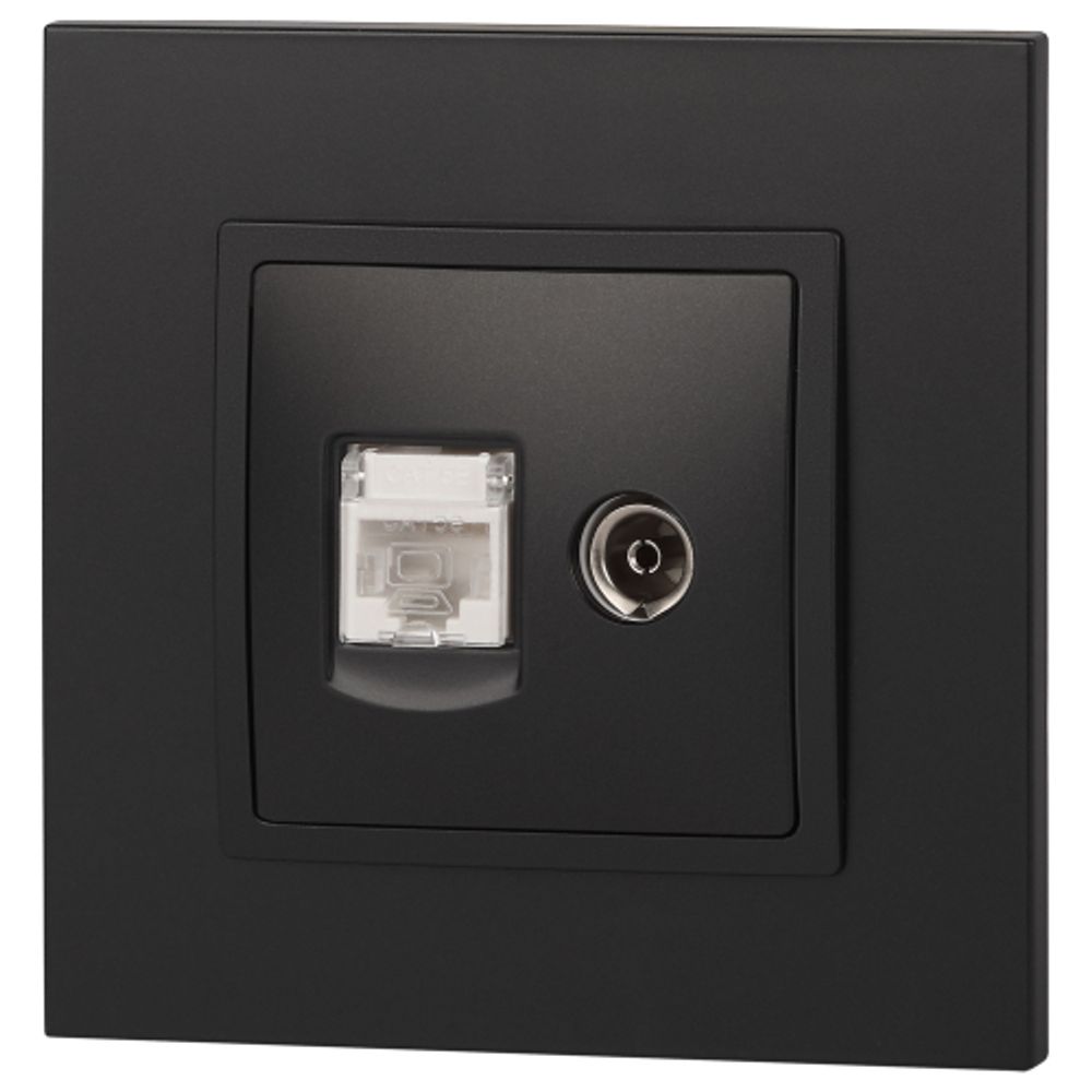 14-3110-05 ЭРА Розетка RJ45+TV, IP20, антрацит | Elegance Антрацит