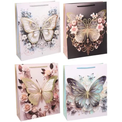 Пакет подарочный «Бабочка» 26*32*10 см, микс