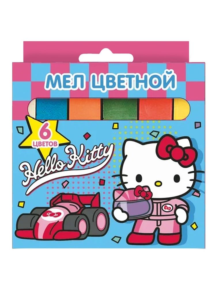 Мел цветной "Hello Kitty", 6 шт., в картонной упаковке