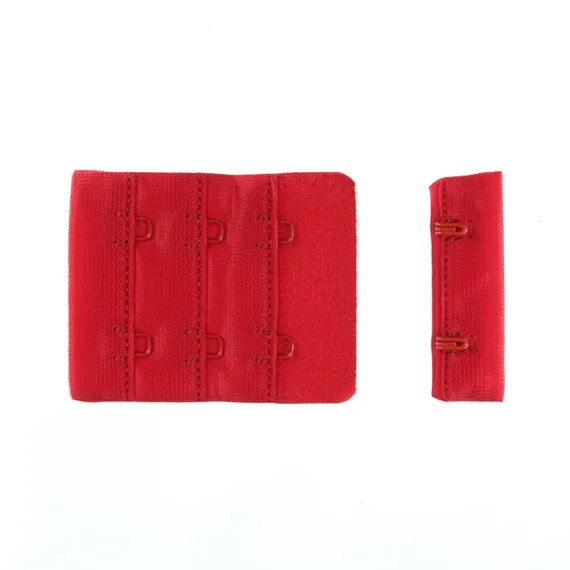 Застежка с крючками красная 2 ряда (цв. 100), 44*55 мм