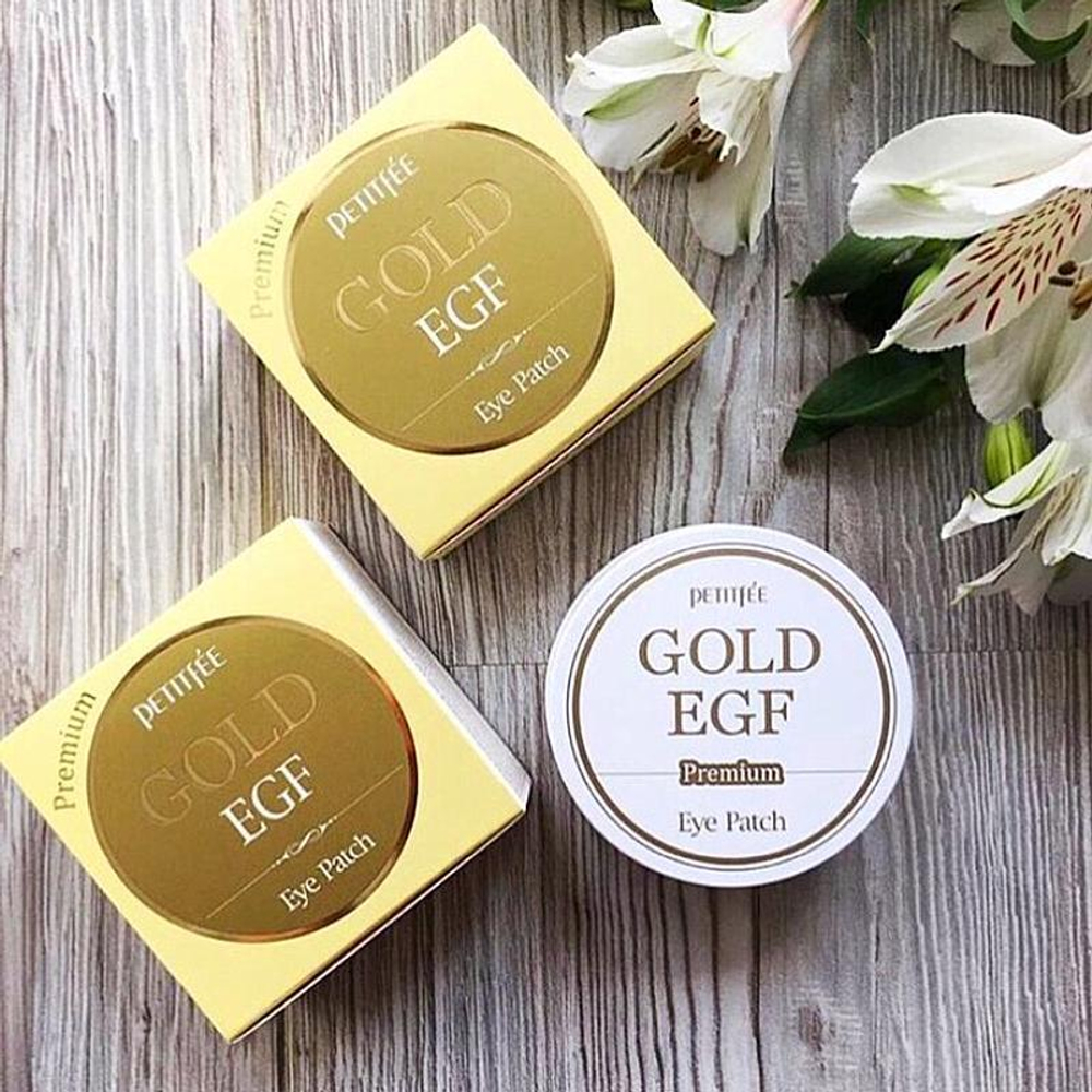 Petitfee. Гидрогелевые осветляющие патчи для глаз Premium GOLD & EGF Eye Patch