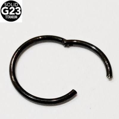 Пирсинг носа, губы, брови, сосков, ушей. Кольцо с замком 9х1,2мм. Черное.Титан G23. 1шт.