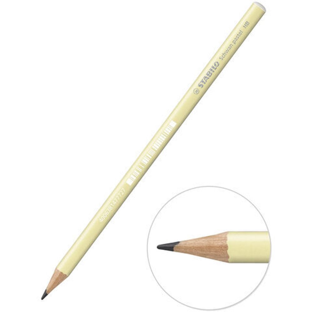 Карандаш чернографитный STABILO, 1 шт., "Schwan Pastel", HB, корпус пастельный желтый, 421/HB-1
