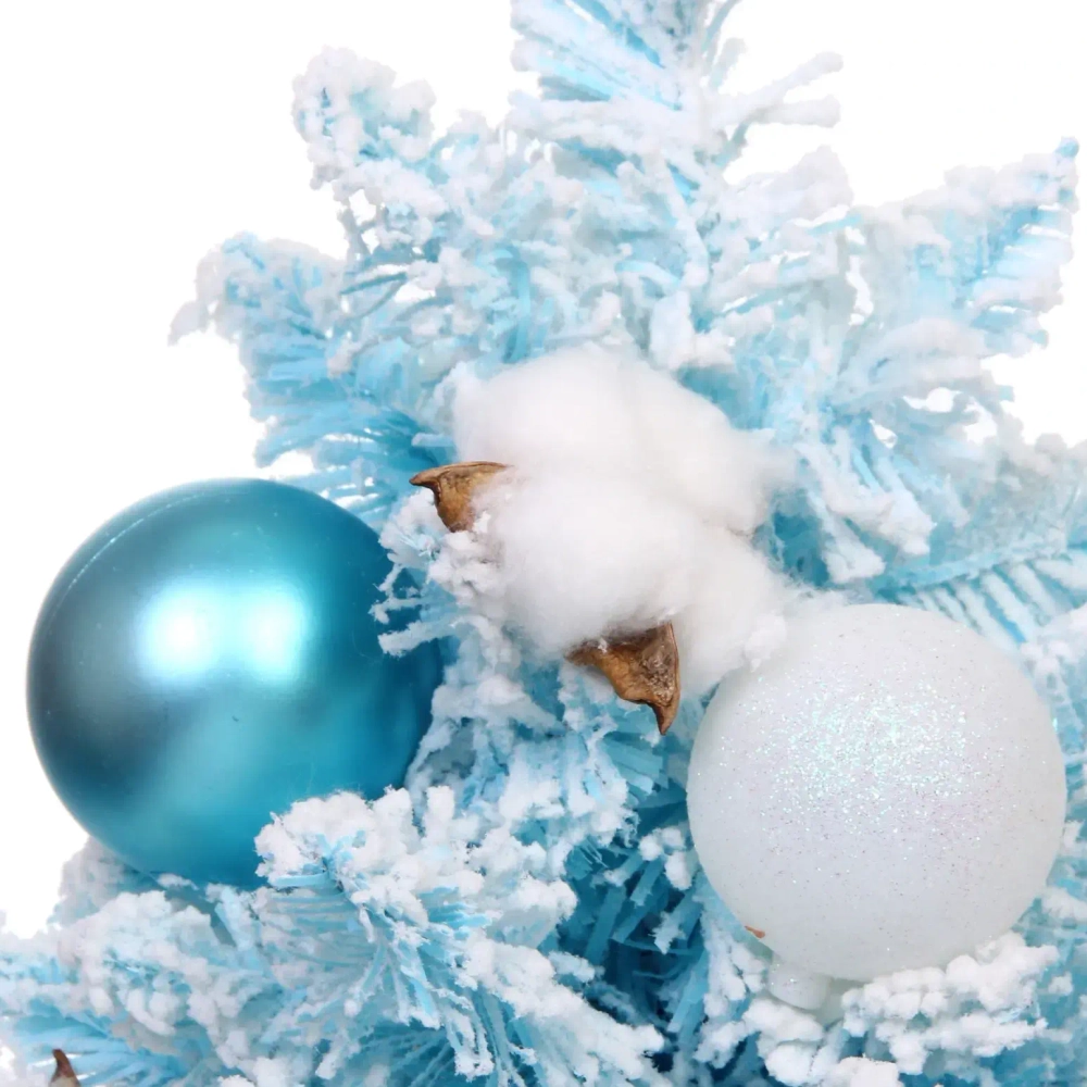 Елка декоративная «Нежность» 60 см, ПВХ с белым напылением (68 веток), Голубой