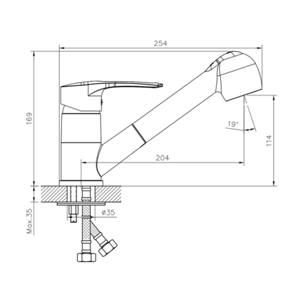 Смеситель для кухни Decoroom DR70023, с вытяжным изливом, однорычажный, хром