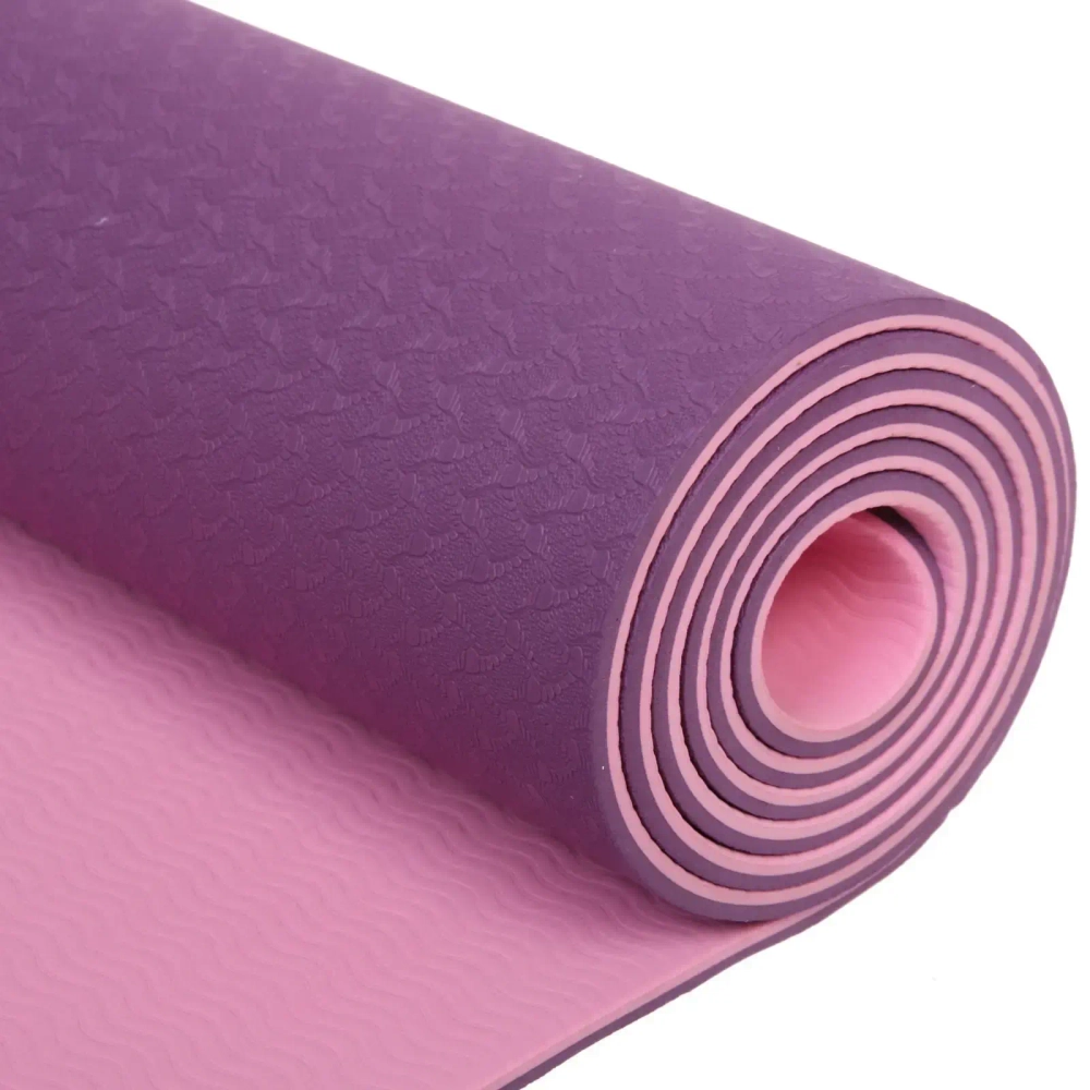 Коврик для йоги 6мм 61*183 см «Гармония» 2х сторонний, розовый/сиреневый