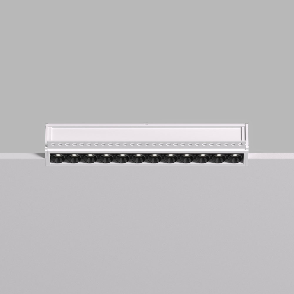 DK2532-WB Встраиваемый светильник SPACE со светодиодом под шпатлевку L240mm 220V 20W 38° 4000К IP20 белый/черный алюминий