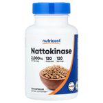 Nutricost, наттокиназа, 100 мг (2000 FU), 120 капсул