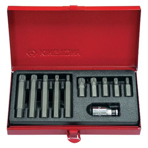 KING TONY (1011MQ) Набор вставок (бит) 10 мм, SPLINE, М5-М12, 11 предметов