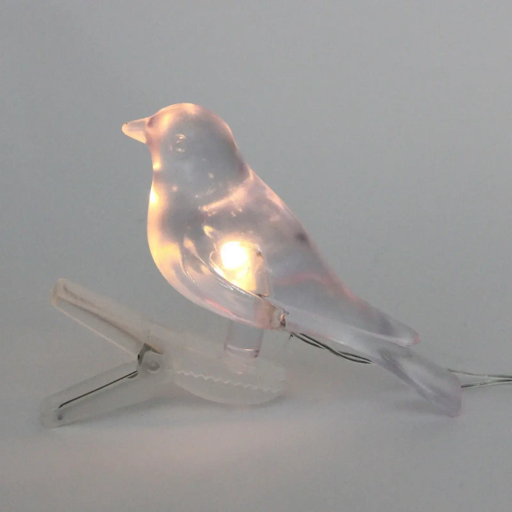 Гирлянда для улицы «Волшебная птица» 3 м 5 ламп LED (10*7*3 см) прозрач.пров, 2 реж.,IP-55, Теплый белый (солнечная батарея)