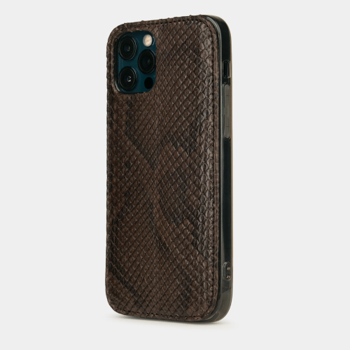 Чехол-накладка для iPhone 12 Pro Max из кожи питона темно-коричневого цвета