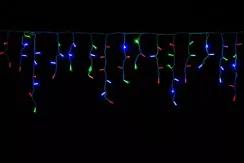 Светодиодная мерцающая бахрома 3*0.6 м., 220V, 100 разноцветных LED ламп, белый каучук, соединяемая, Winner Light (m.02.7W.100+)