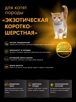 Корм для котят Экзотическая короткошёрстная, с индейкой, 2кг