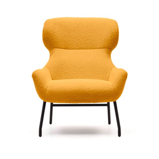 Belina Кресло из горчичной ткани букле и стали с черной отделкой Испания LA Forma