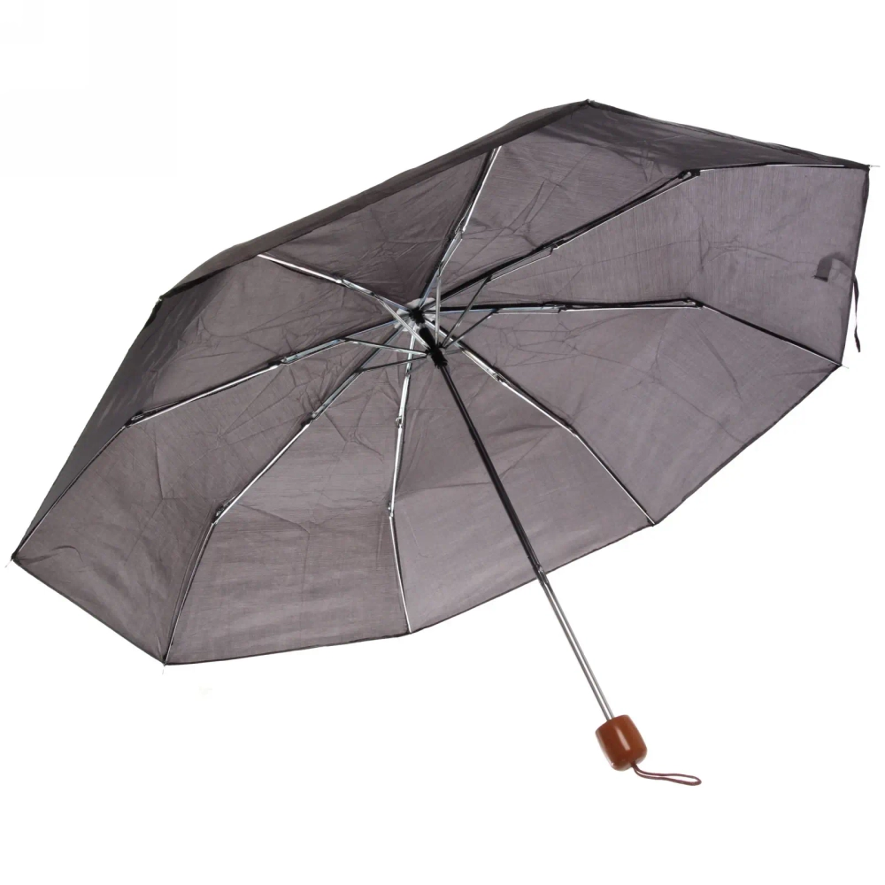 Зонт мужской механический «Ultramarine», коричневая ручка, цвет черный, 8 спиц, d-105см, длина в слож. виде 24см