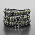 Стильный мужской браслет из натуральной кожи, змеевика и агата Rico La Cara AMX004130