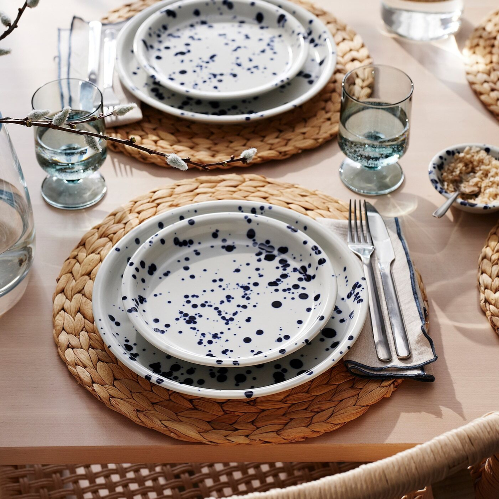IKEA SILVERSIDA  (ИКЕА СИЛВЕРСИДА)  -  Тарелка, узор/синий, 20 см