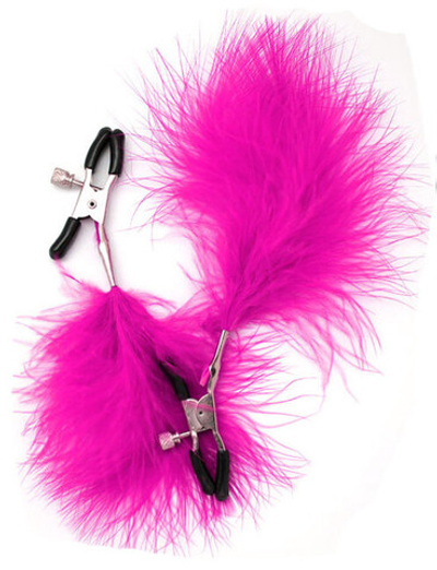 Зажимы для груди с розовыми пёрышком, регулируемые (Цвет: розовый)