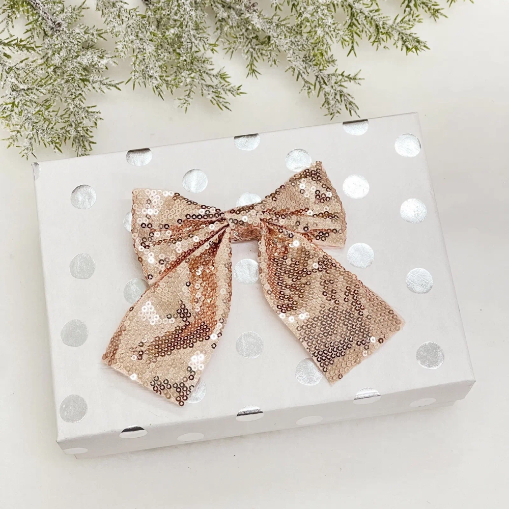 Бант на ёлку «Блеск» 12*14 см (набор 2 шт), Розовое золото
