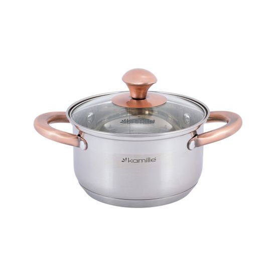 Набор кастрюль 4 предмета Kamille KM 4935 (1,5 л; 3 л.) из нержавеющей стали с ручками под медь