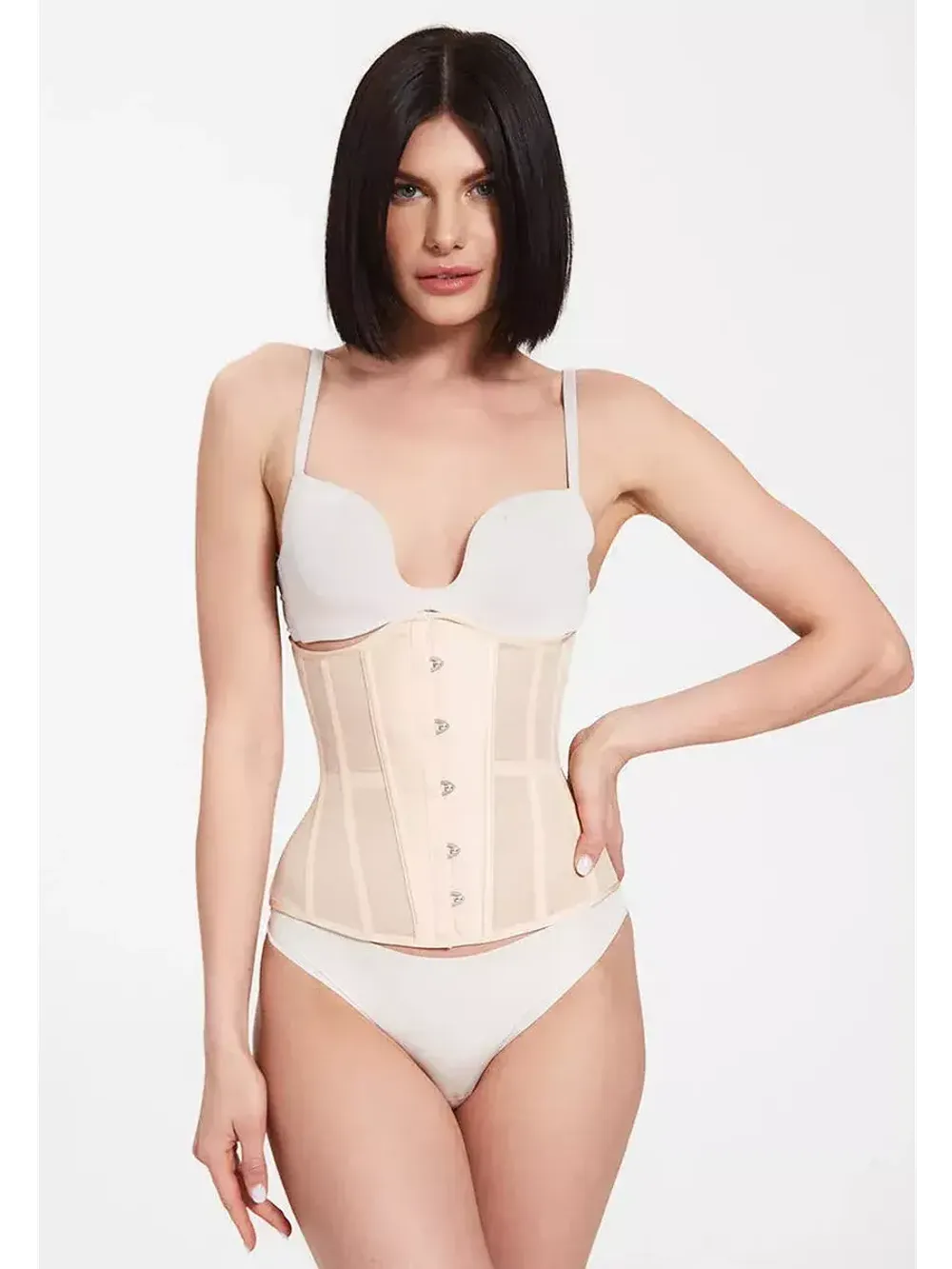 Нюдовый прозрачный корсет MIDI