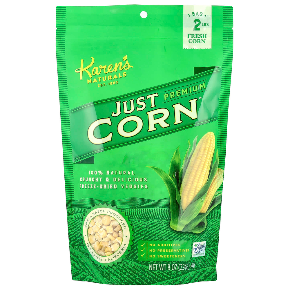 Karen's Naturals, Сублимированные овощи премиум-класса, просто кукуруза, 8 унций (224 г)