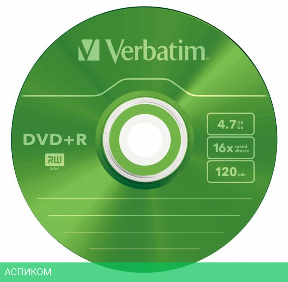 DVD+R диск Verbatim Colour OPP 5шт (43556)