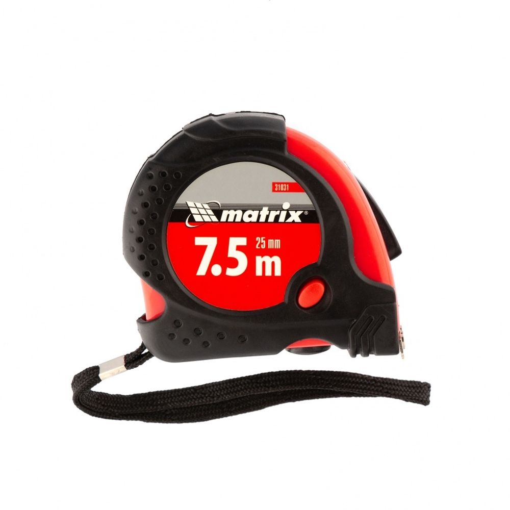 Рулетка Status magnet fixation, 7,5 м х 25 мм, обрезиненный корпус, зацеп с магнитом// Matrix 31031