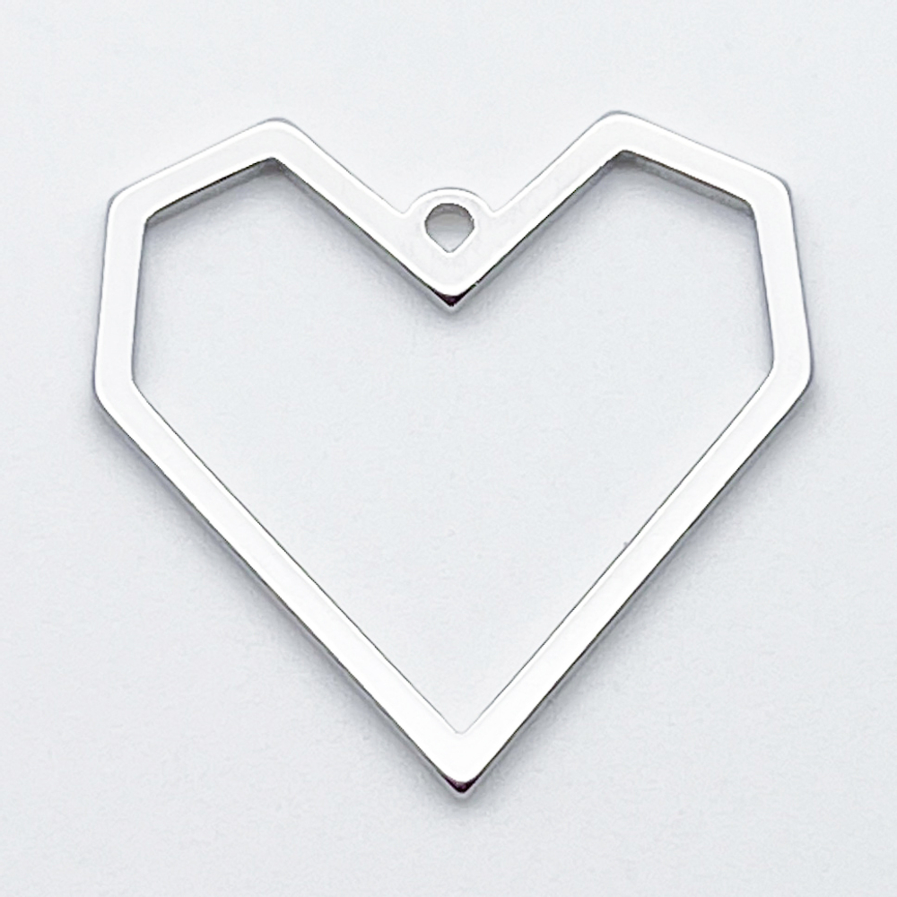 Подвеска Сердце, цвет серебро (родий), размер 22*22 мм, цена за 1 шт