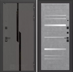 Входная металлическая дверь CARBON (Карбон) с зеркалом 20 Бетон светлый / Графит Лофт