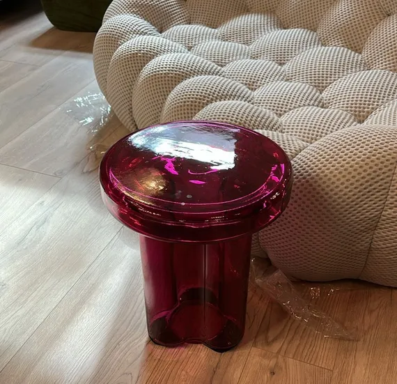 Журнальный столик Soda L, Ø55х32 см, фиолетовое стекло