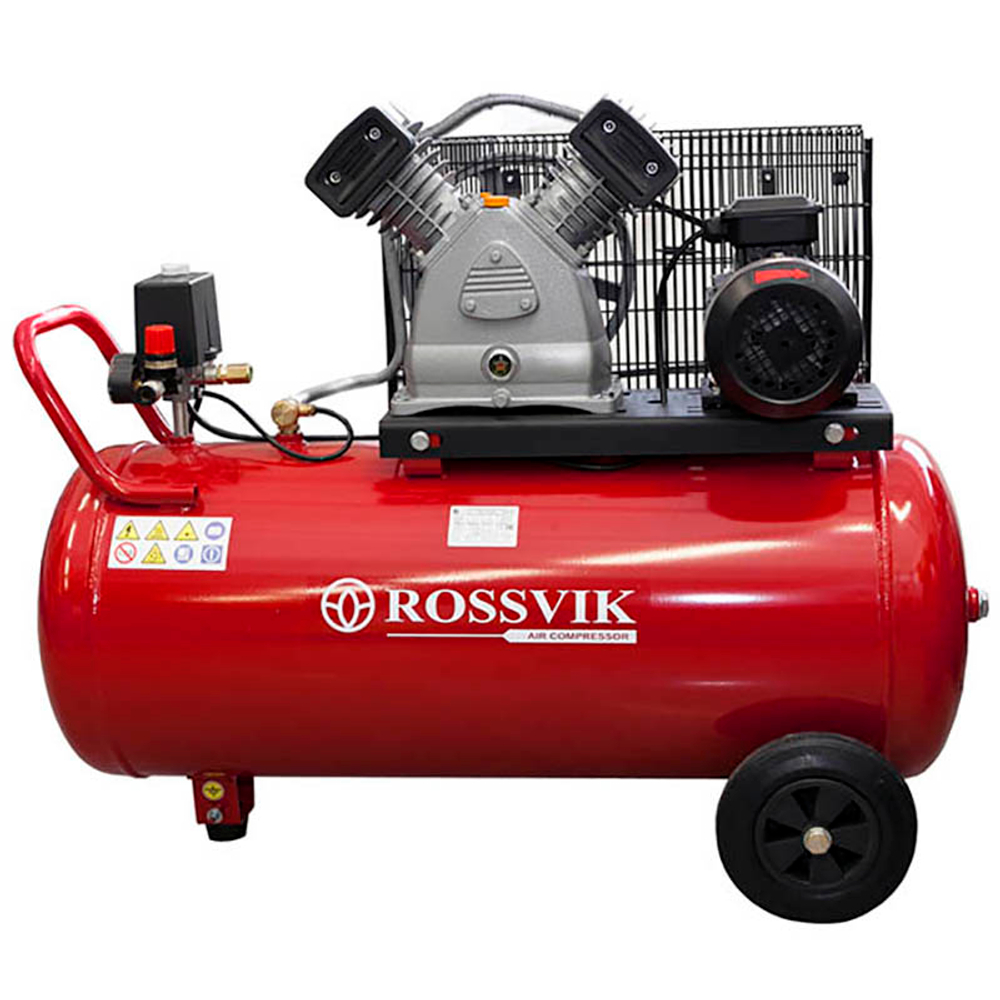 Компрессор ROSSVIK СБ4/С-100.LB30А, 420 л/мин, 10 бар, ресивер 100 л, 220 В/2,2 кВт, красный