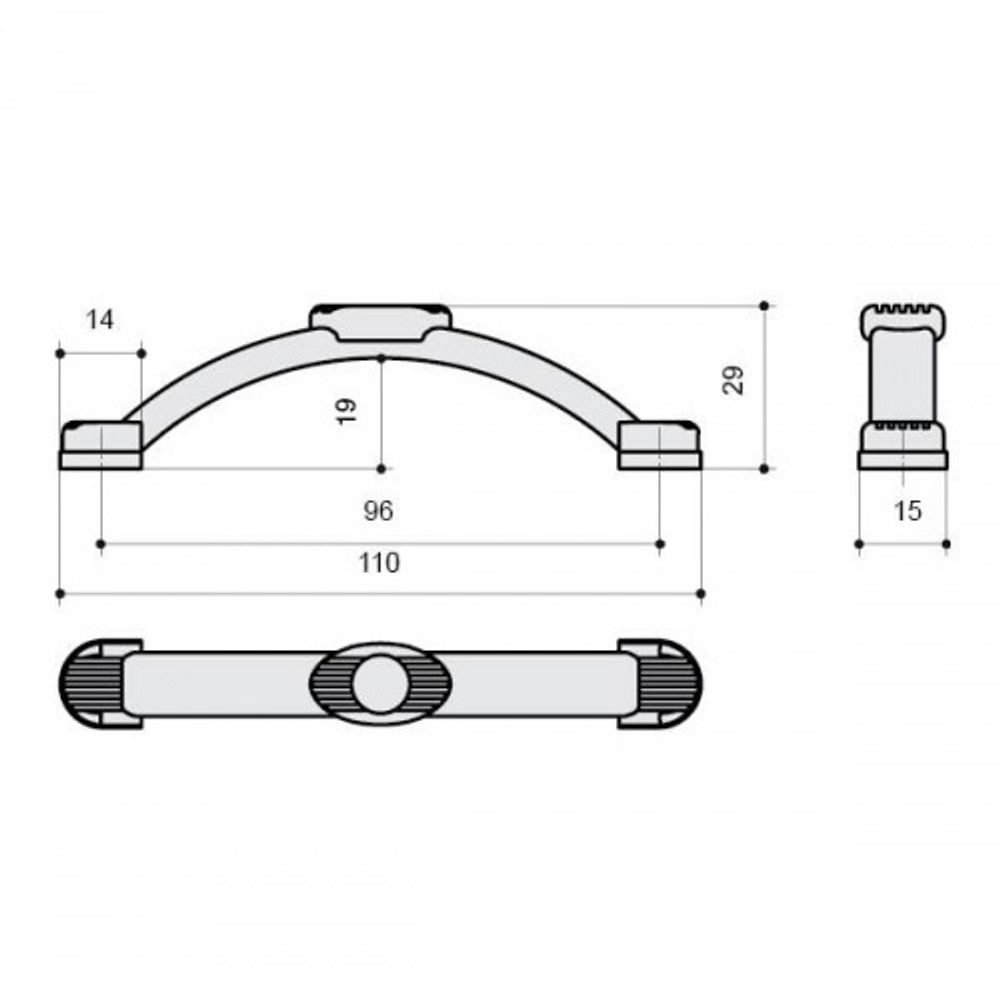 Ручка-скоба 96мм, отделка золото + горный хрусталь