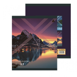 Тетрадь 48л., А5, клетка, Alingar "Необычный пейзаж", скрепка, мелованый картон ( стандарт), блок офсет, 5 дизайнов в пленке т/у